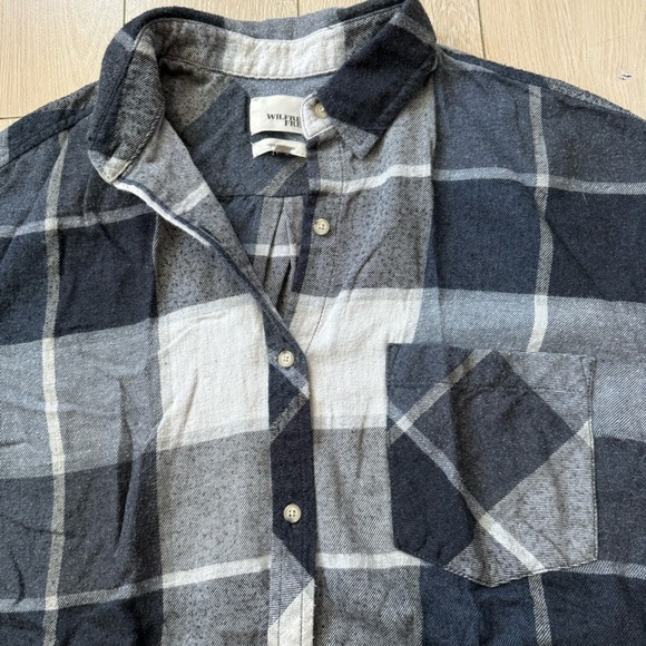 Wilfred Free Gray and Navy Plaid Flannel Shirt Cotton Women’s Size Small - Picture 6 of 10